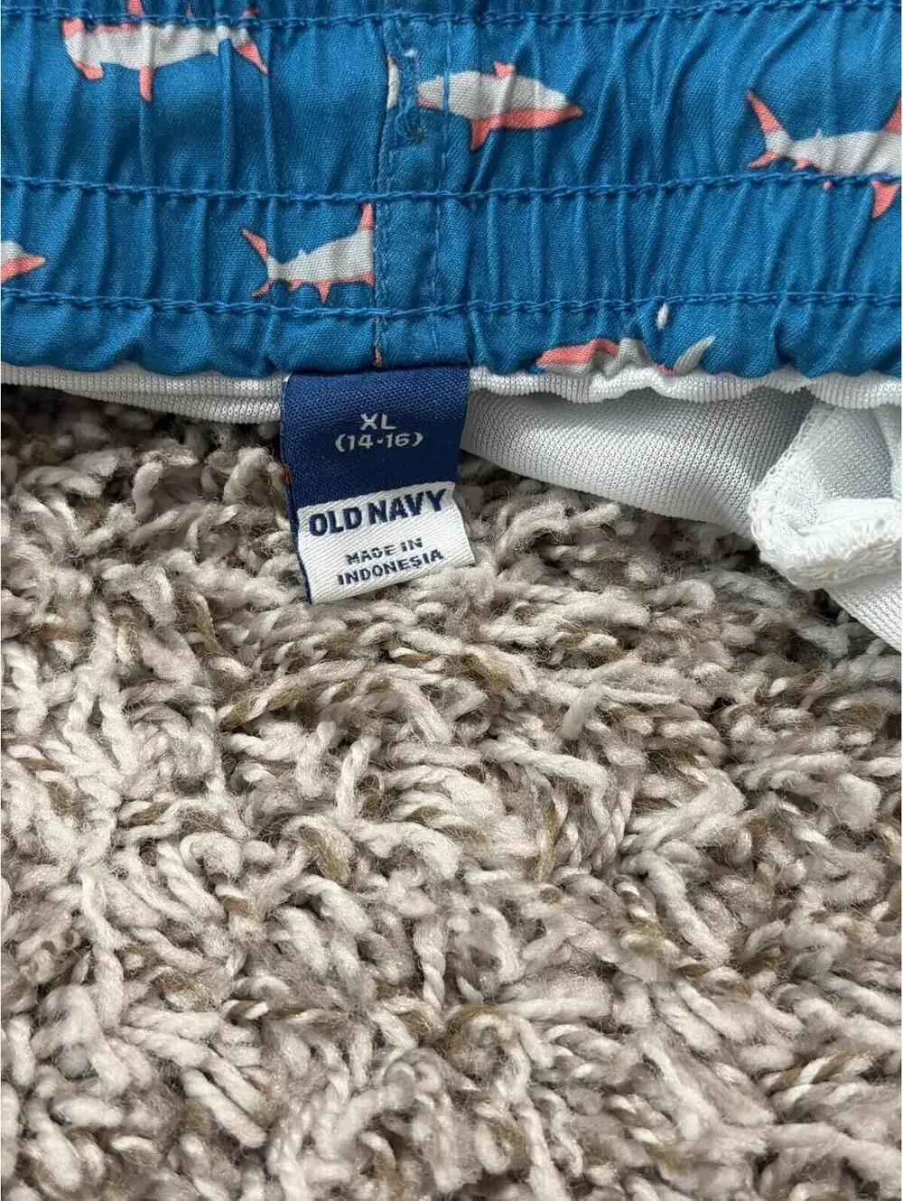 Old Navy Swim Shorts Shark Print Blue - Boys XL